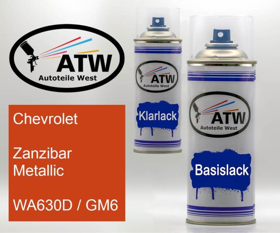 Chevrolet, Zanzibar Metallic, WA630D / GM6: 400ml Sprühdose + 400ml Klarlack - Set, von ATW Autoteile West.